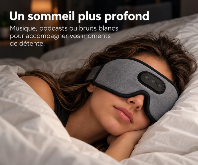 Musique, podcasts ou bruit blanc avec le masque de sommeil Bluetooth